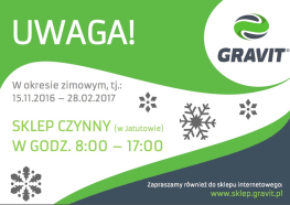 UWAGA! Zmieniamy godziny pracy naszego sklepu w Jatutowie k/Zamościa.